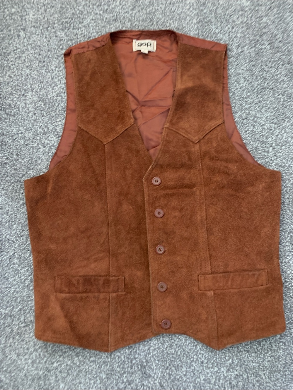 GAP Men's Rust Brown Suede-Look Vest